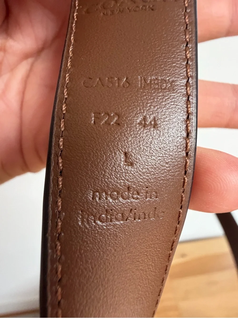 Coach Reversible Signature Canvas Belt in Khaki and Brown with Gold Buckle